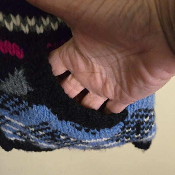 Icelandic Wool Blend Chunky Knit Mock Neck Full Zip Fully Lined Vest Size L - Picture 3 of 5